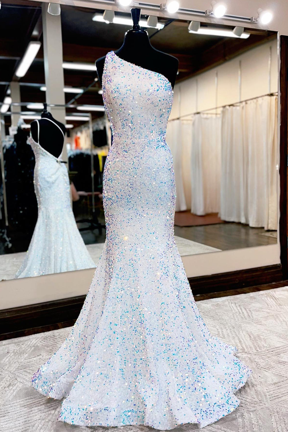 Sequins Prom Dress Mermaid Long Evening Dress