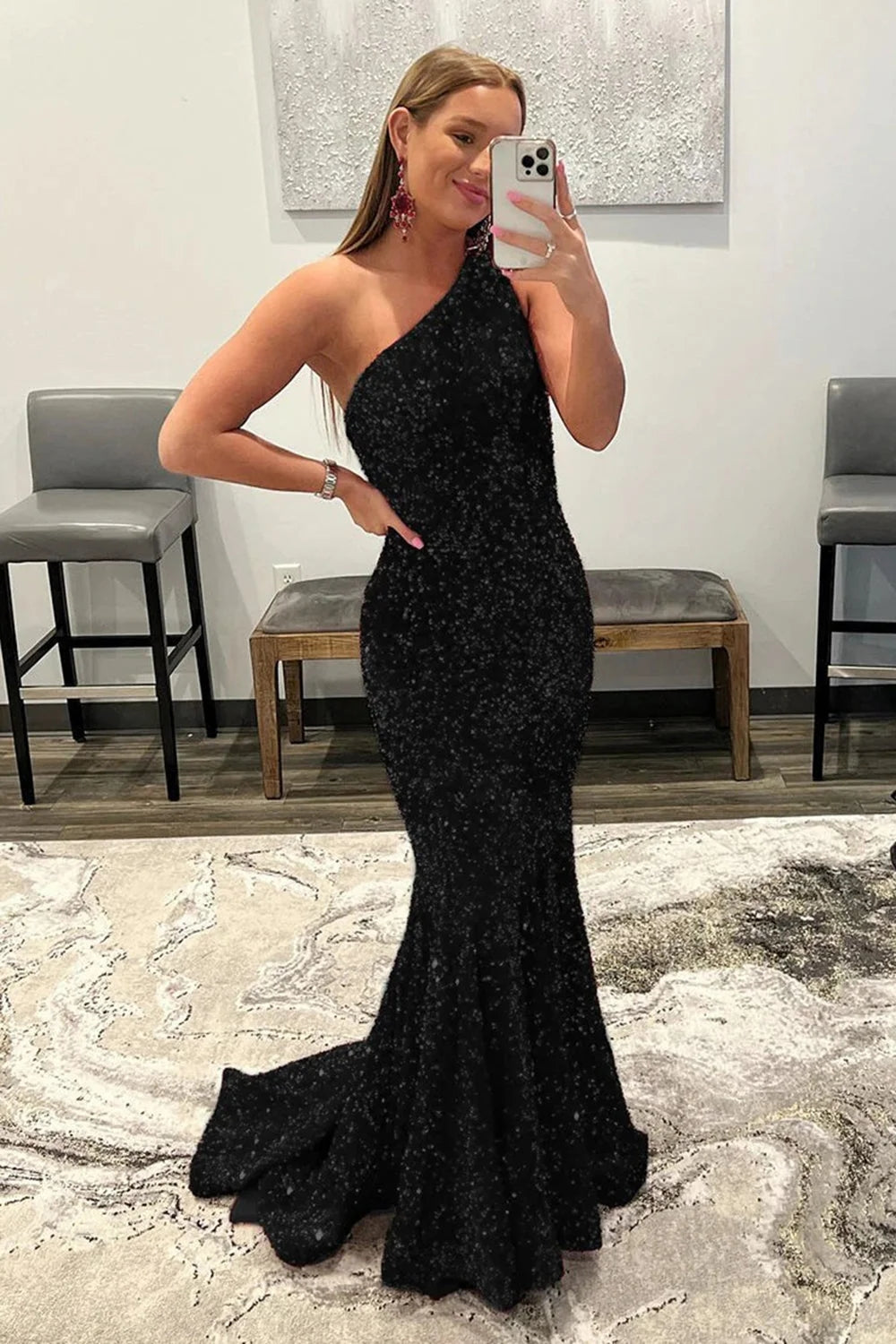 Sequins Prom Dress Mermaid Long Evening Dress