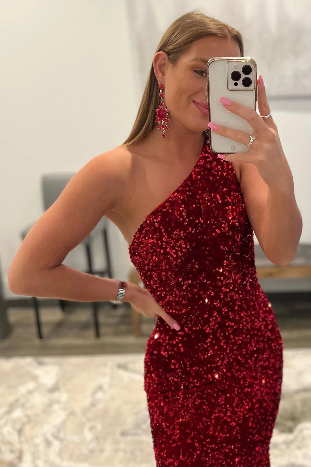 Sequins Prom Dress Mermaid Long Evening Dress