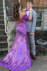 Sheath Off the Shoulder Blue Prom Dress Sequined Long Evening Dress with Feathers