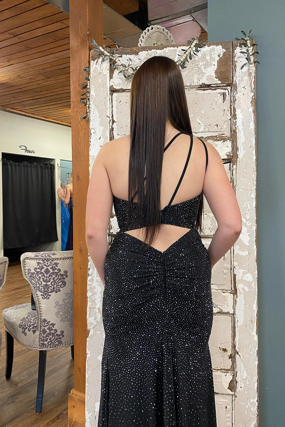 Sheath One Shoulder Red Prom Dress Long Evening Dress with Beadings