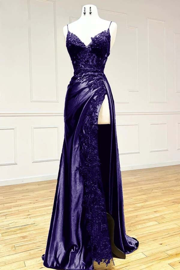 Sheath Prom Dress Black Long Appliques Evening Dress