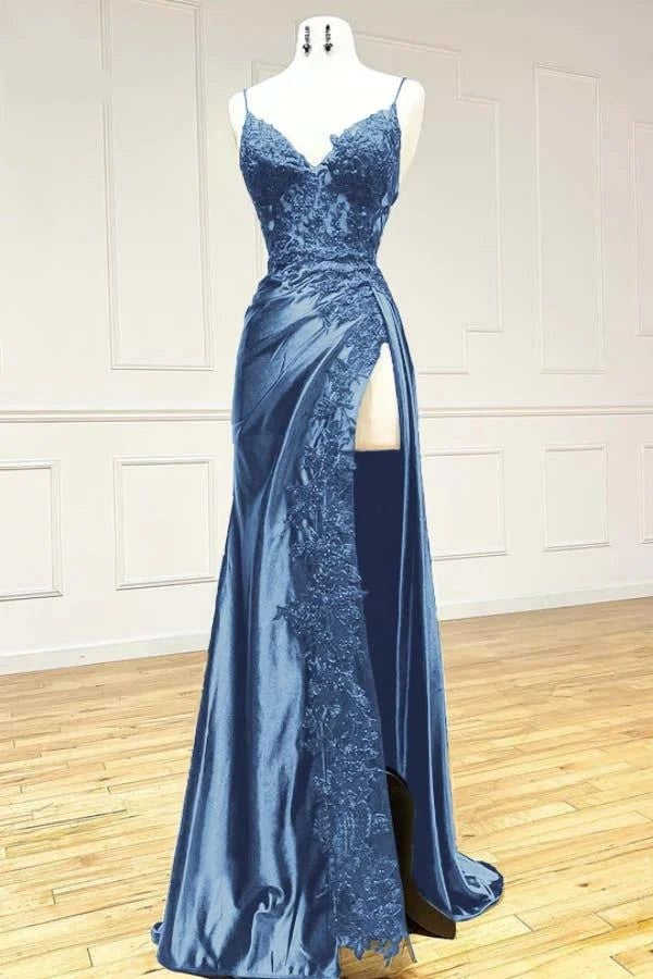 Sheath Prom Dress Black Long Appliques Evening Dress