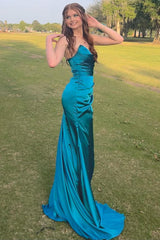 Sheath Sweetheart Hot Pink Prom Dress Long Evening Dress with Split Front