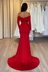 Sheath/Column Off-the-Shoulder Long Dresses With Split Side