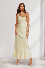 Sheath/Column One-Shoulder Ruffle Maxi Dresses Long Bridesmaid Dresses As Picture