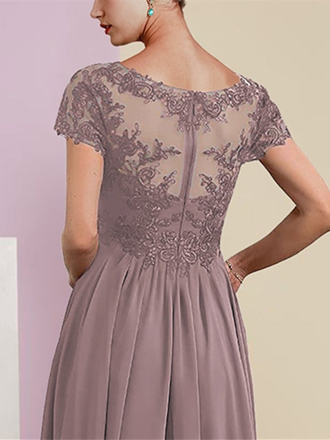 Short Sleeve A-Line Princess Jacket Dress for the Mother of the Bride