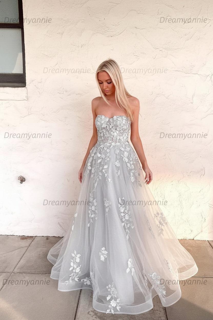 Orange Prom Dress Sweetheart Long Evening Dress with Appliques