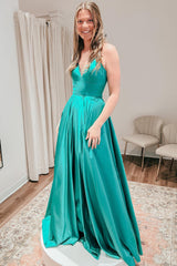 Simple A Line Spaghetti Straps Burgundy Long Evening Dress with Criss Cross Back