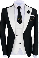 Simple White Shawl Lapel 3 Piece Prom Suit