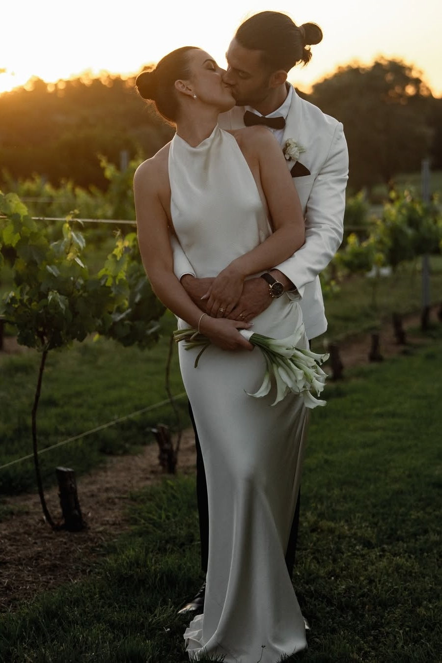 Simple High Neck Beach Wedding Dress Backless Mermaid Boho Bridal Gown