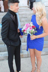 Sleek Black Notched Lapel 2-Piece Slim Fit Men's Prom Graduation Suit