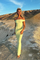 Sleek Pastel Yellow Off-Shoulder Mermaid Silhouette Prom Dress Formal Evening Gown
