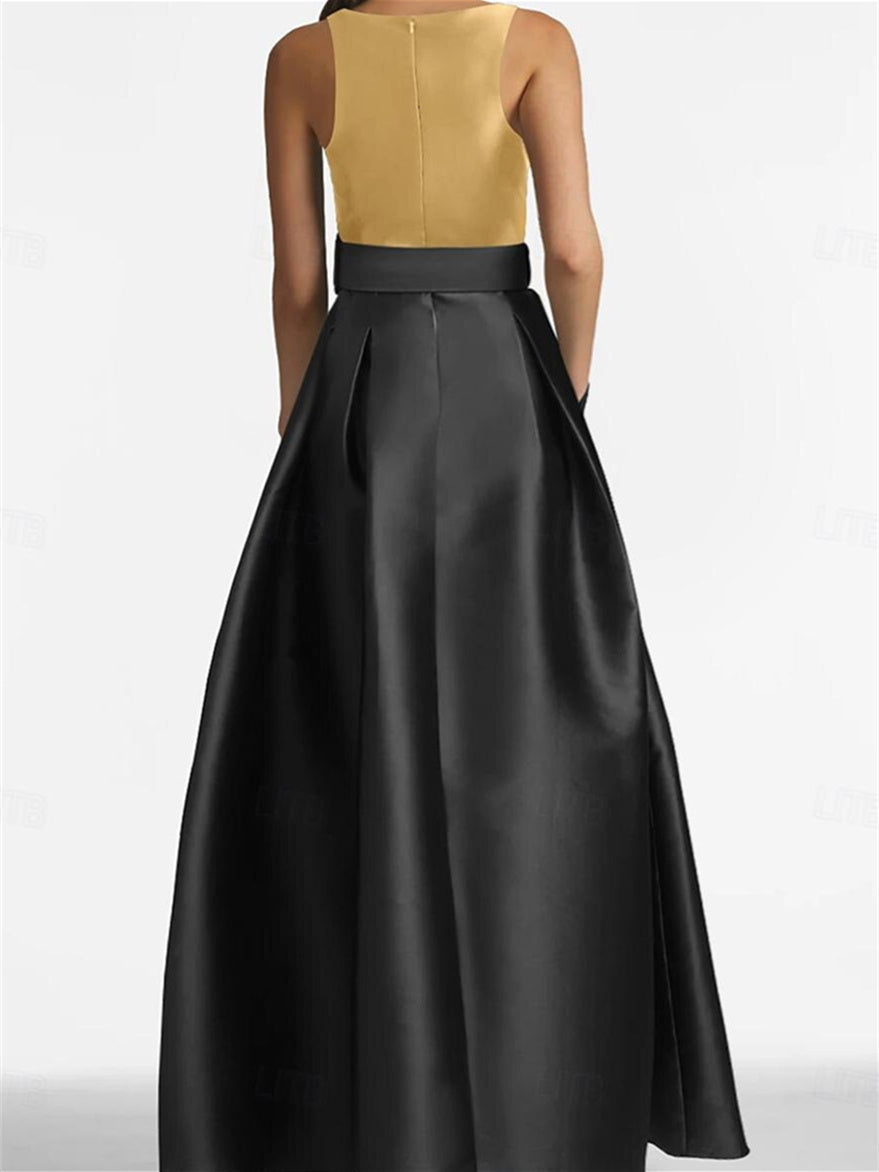 Sleeveless Floor-Length A-Line Princess Mother of the Bride Dress with Belt