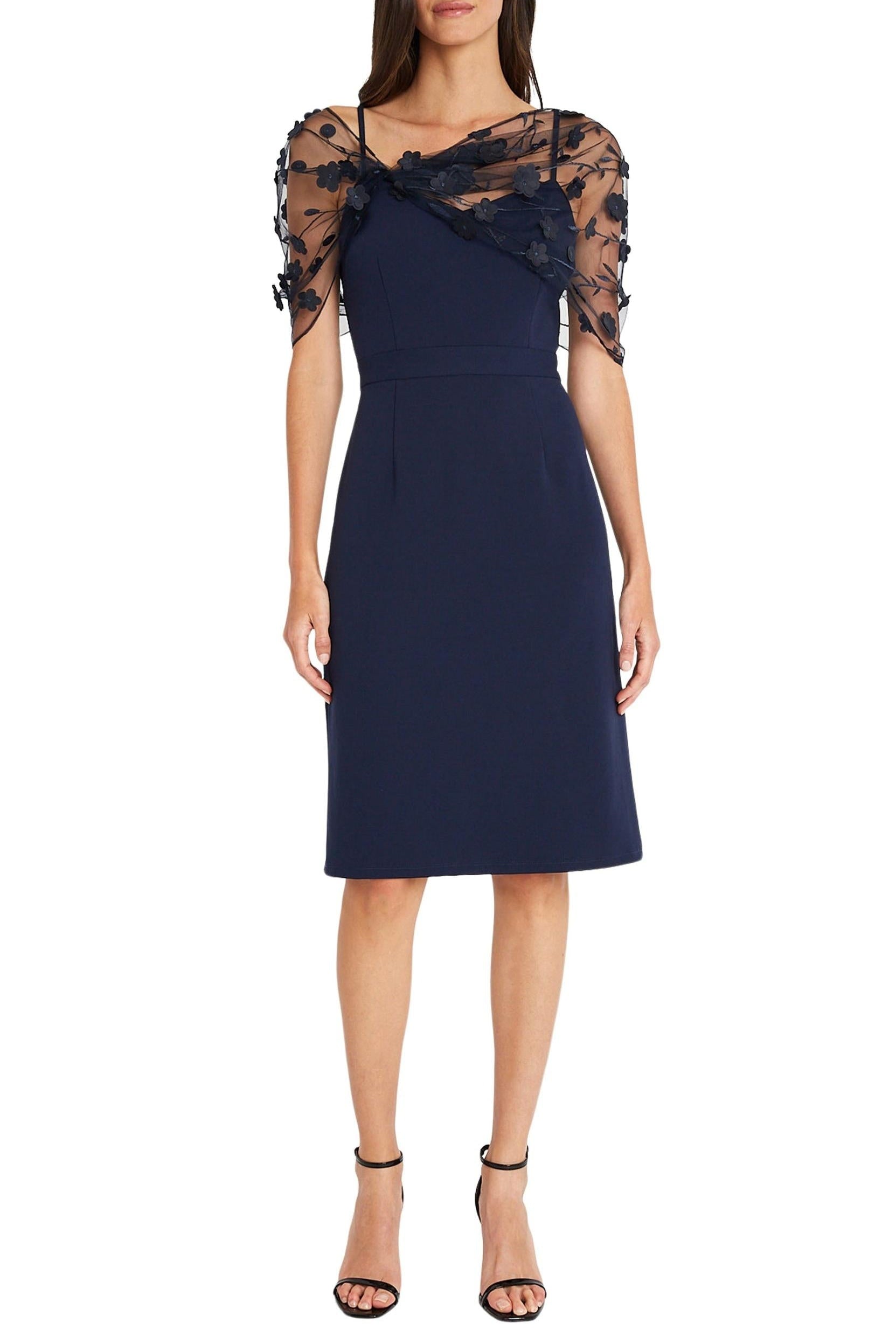 Sleeveless Knee-Length Mother of the Bride Dress with Spaghetti Straps and Watteau Train