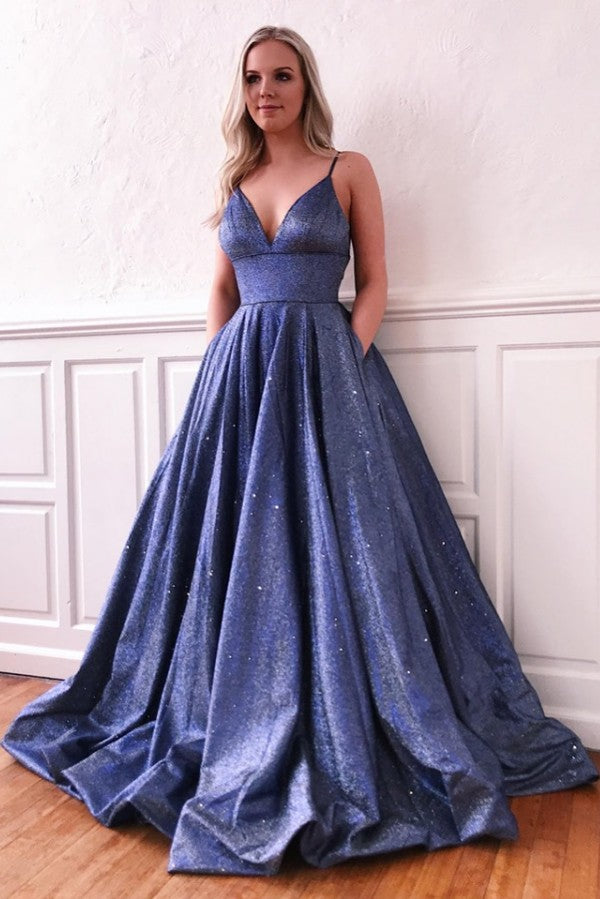 Spaghetti Strap Sequins Evening Dress