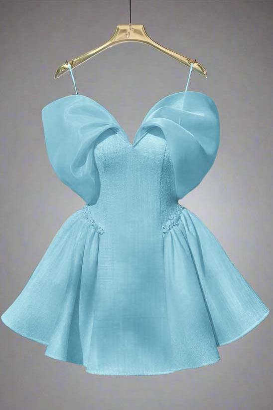 Spaghetti Straps Graduation Dress Sleeveless Short A Line Cocktail Dress With Sequins