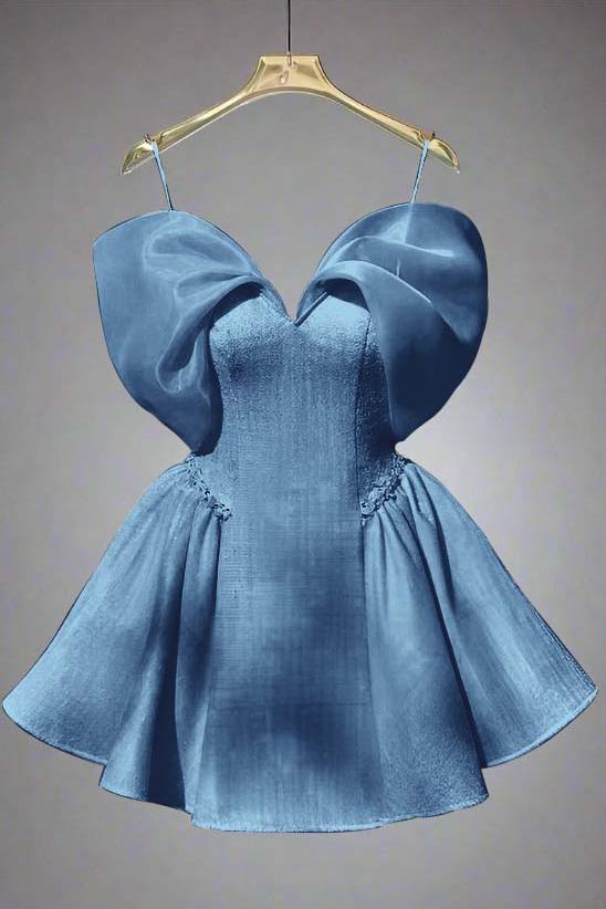 Spaghetti Straps Graduation Dress Sleeveless Short A Line Cocktail Dress With Sequins