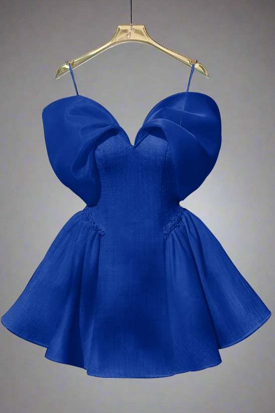 Spaghetti Straps Graduation Dress Sleeveless Short A Line Cocktail Dress With Sequins