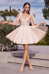 Spaghetti Straps Graduation Dress Sleeveless Short Cocktail Dress With Appliques