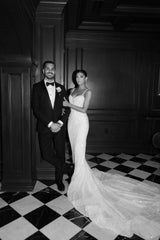 Spaghetti Straps Wedding Dress Mermaid Sleeveless Backless Beaded Bridal Dress