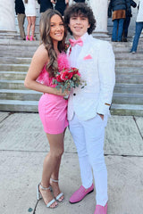 Sparkly White Sequins Peak Lapel Graduation Suit for Men