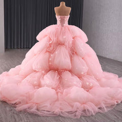 Spring Corset Pink Quinceanera Dress Strapless Ball Gown Sweet 16 Dress