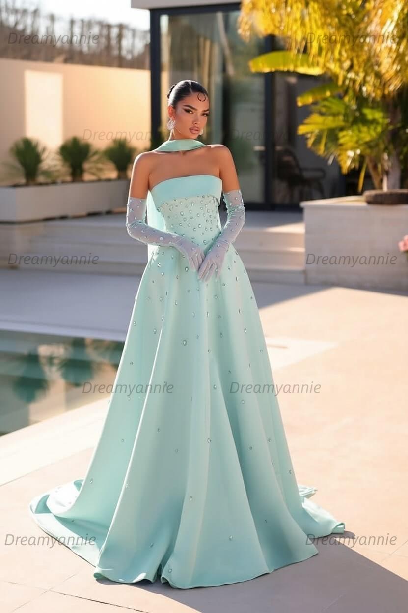 Dreamyannie Strapless Formal Dress Light Blue Beaded A Line Prom Evening Dress Dreamyannie UK Dreamyannie Strapless Formal Dress Light Blue Beaded A Line Prom Evening Dress Dreamyannie UK