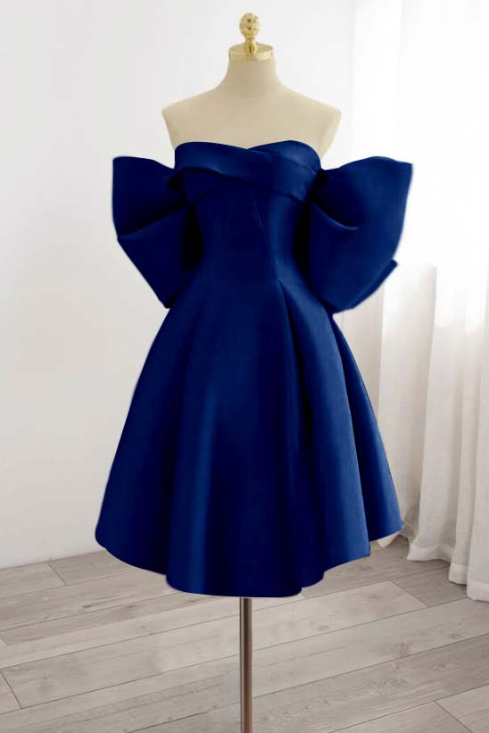 Strapless Graduation Dress Sleeveless Short Cocktail Dress With Bowknot Pleated