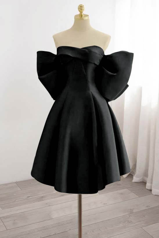 Strapless Graduation Dress Sleeveless Short Cocktail Dress With Bowknot Pleated