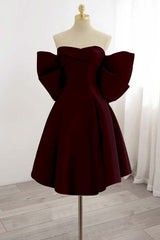 Strapless Graduation Dress Sleeveless Short Cocktail Dress With Bowknot Pleated