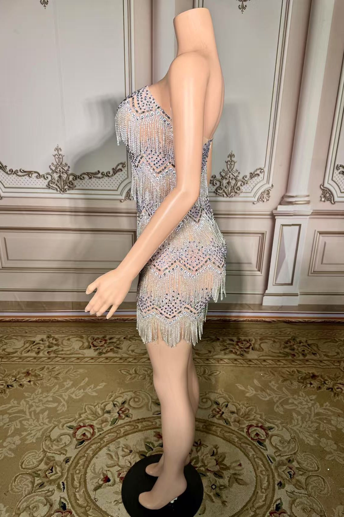 Strapless Mini Graduation Dress Silver Cocktail 1920s Party Dress with Fringes