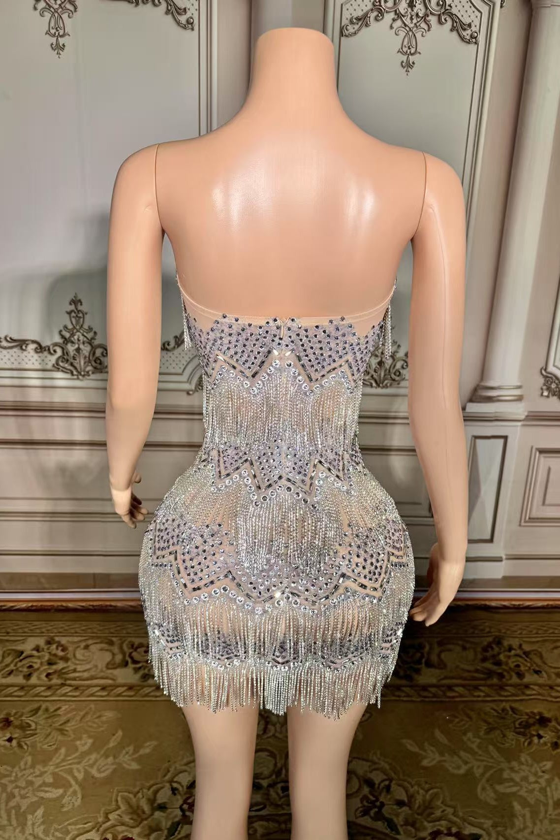 Strapless Mini Homecoming Dress Silver Cocktail 1920s Party Dress with Fringes