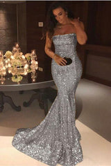 Strapless Sequin Mermaid Evening Dress