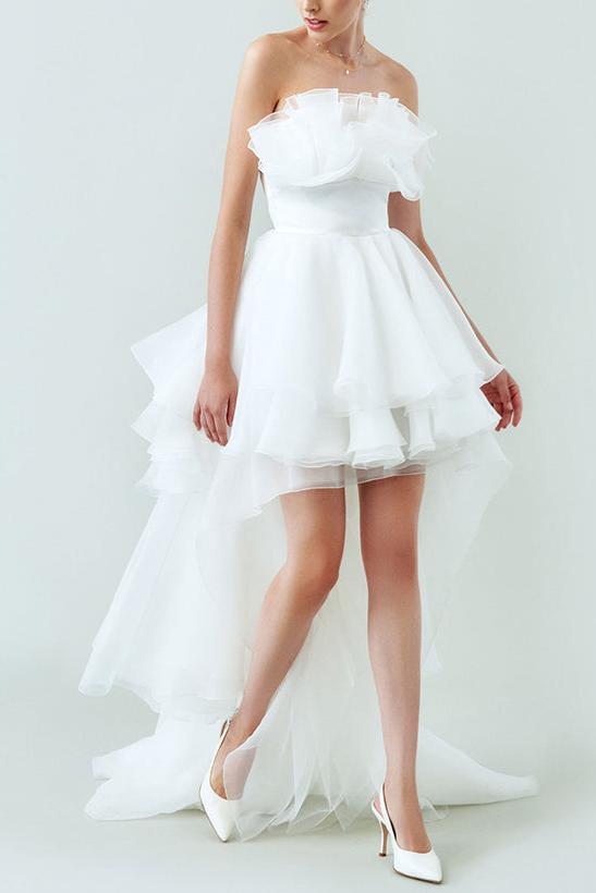 Strapless Sleeveless Sweep Train Beach Wedding Dresses
