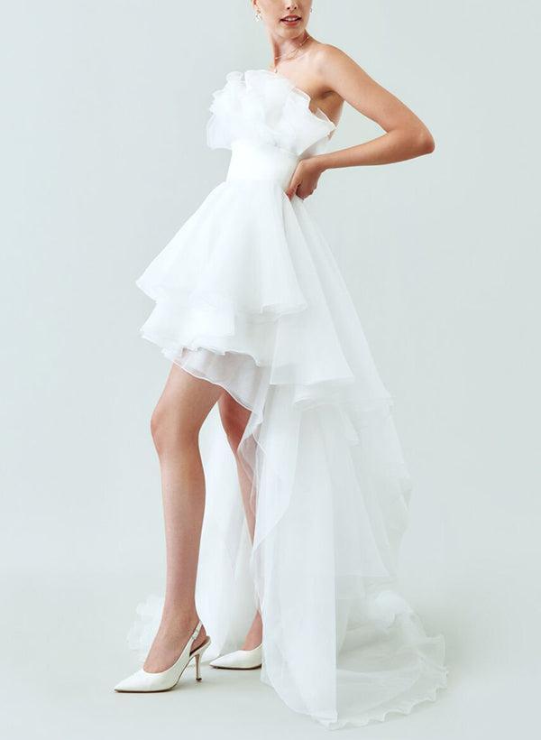 Strapless Sleeveless Sweep Train Beach Wedding Dresses