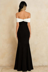 Stunning Black And White Off The Shoulder Long Mermaid Prom Dress