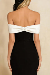Stunning Black And White Off The Shoulder Long Mermaid Prom Dress