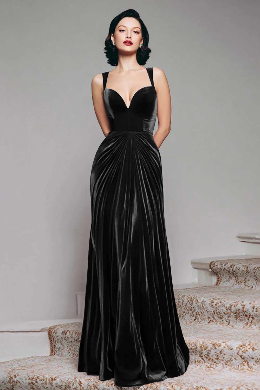 Stunning Burgundy Velvet Mermaid Thick Straps Long Prom Dress