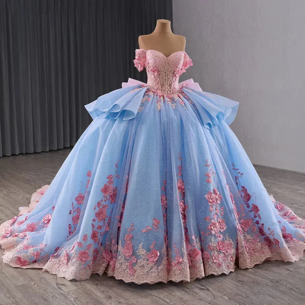 Sweet 15 16 Dress Quinceanera Off Shoulder Formal Party Ball Gown Dress