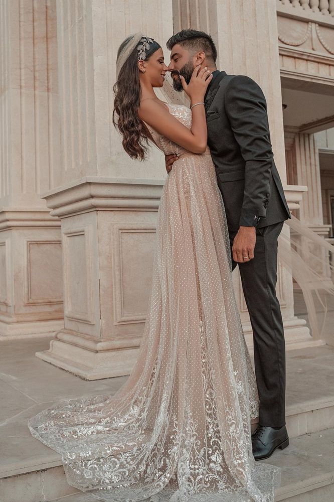 Wedding Dresses Mermaid / Trumpet Off Shoulder Sleeveless Court Train Tulle Bridal Gowns With Solid Color 2025 P15825277