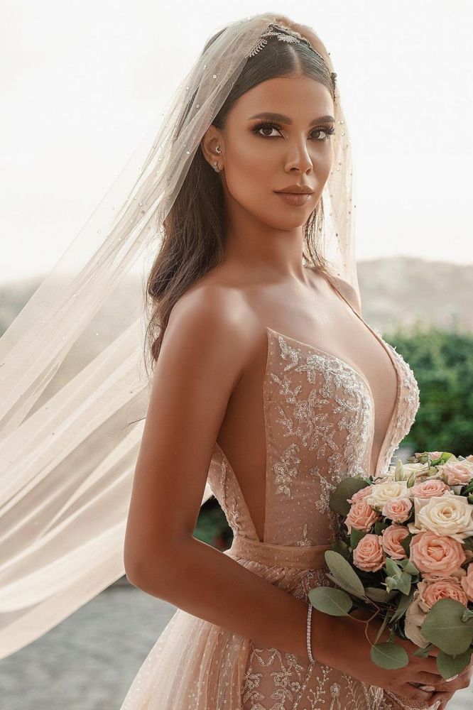 Sweetheart Beach Wedding Dress Lace Appliques Mermaid Bridal Dress With Panel Train