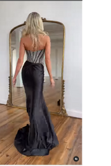 Sweetheart Corset Blush Prom Dress Mermaid Formal Dress With Slit