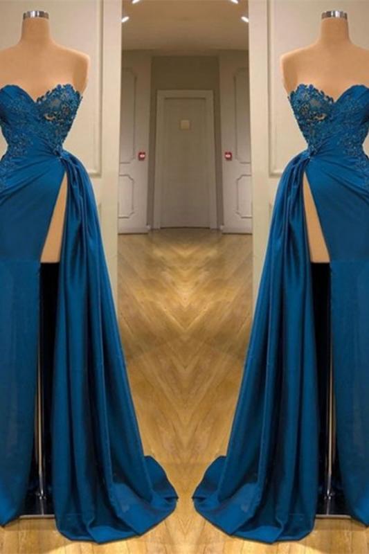 Sweetheart Lace Appliques Prom Dress Long With Split