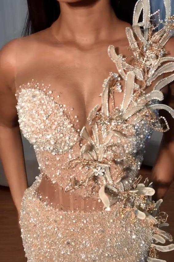 Sweetheart Mermaid Sequins Prom Dress Long With Slit