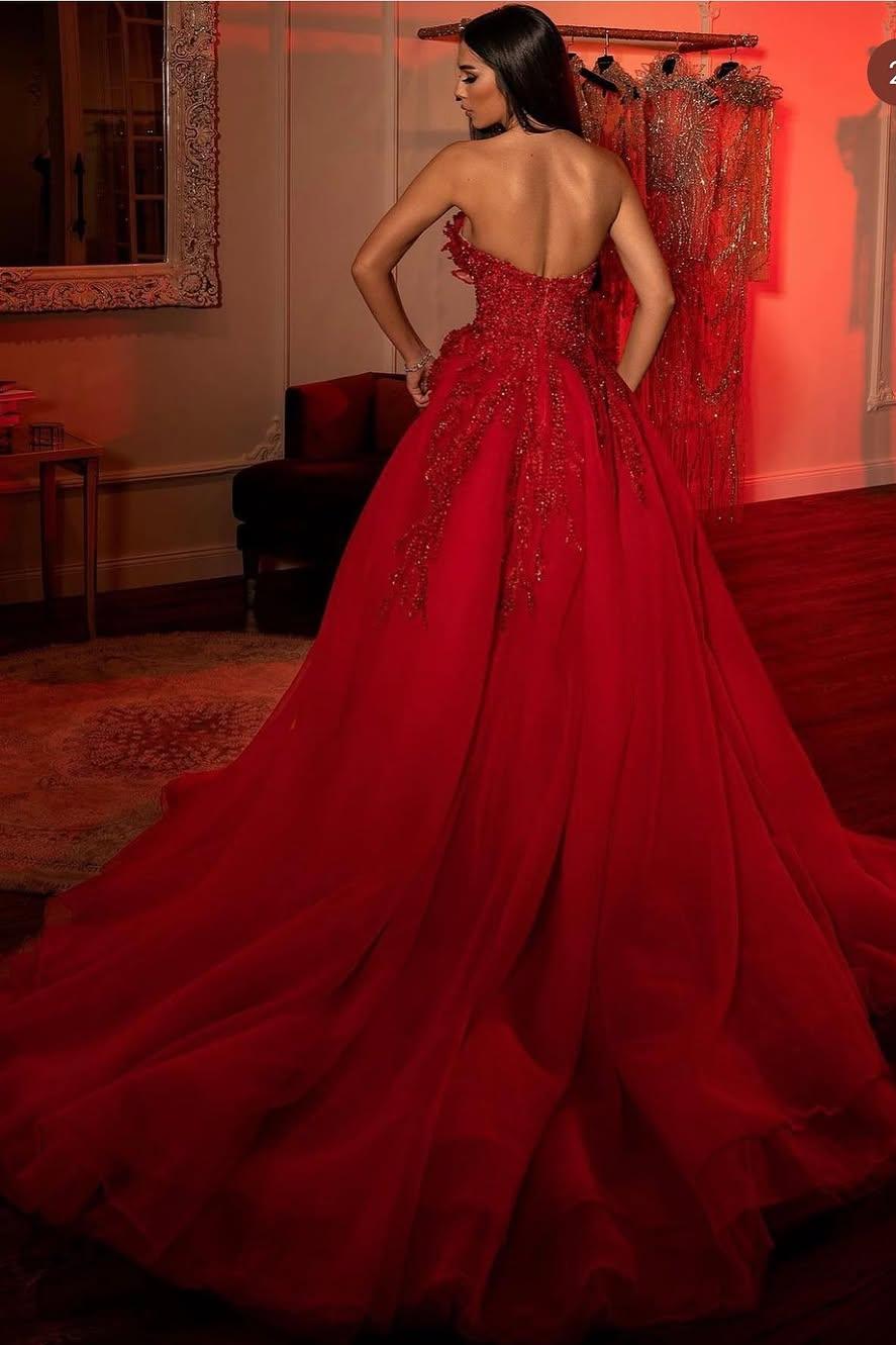 Sweetheart Prom Dress A Line Tulle Long Evening Dress with Sequined Lace Appliques