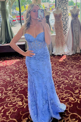 Sweetheart Prom Dress Lace Up Long Mermaid Evening Dress with Appliques