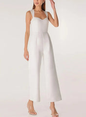 Sweetheart Sleeveless Ankle Length Elastic Satin Wedding Jumpsuit