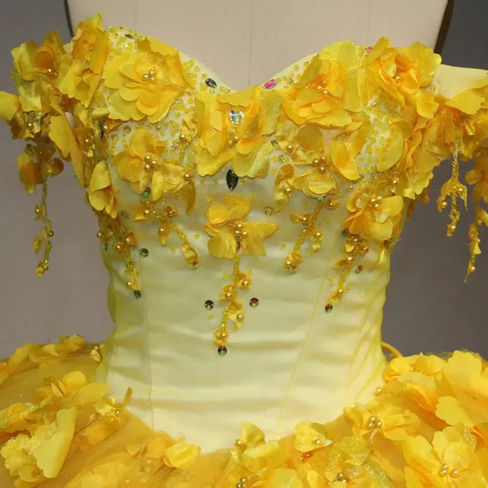Sweetheart Yellow Quinceanera Dress Off The Shoulder Party Dress Ball Gown Sweet 16 Party Dress