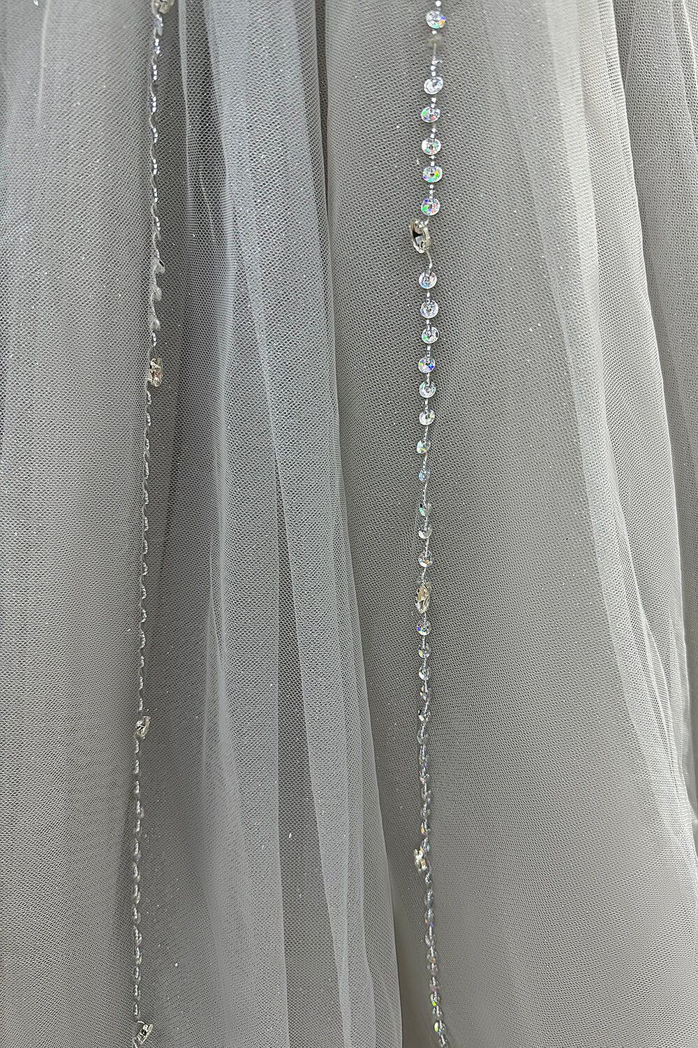 Sweetheart Corset Evening Dress A Line Grey Tulle Prom Dress with Beadings and Rhinestones
